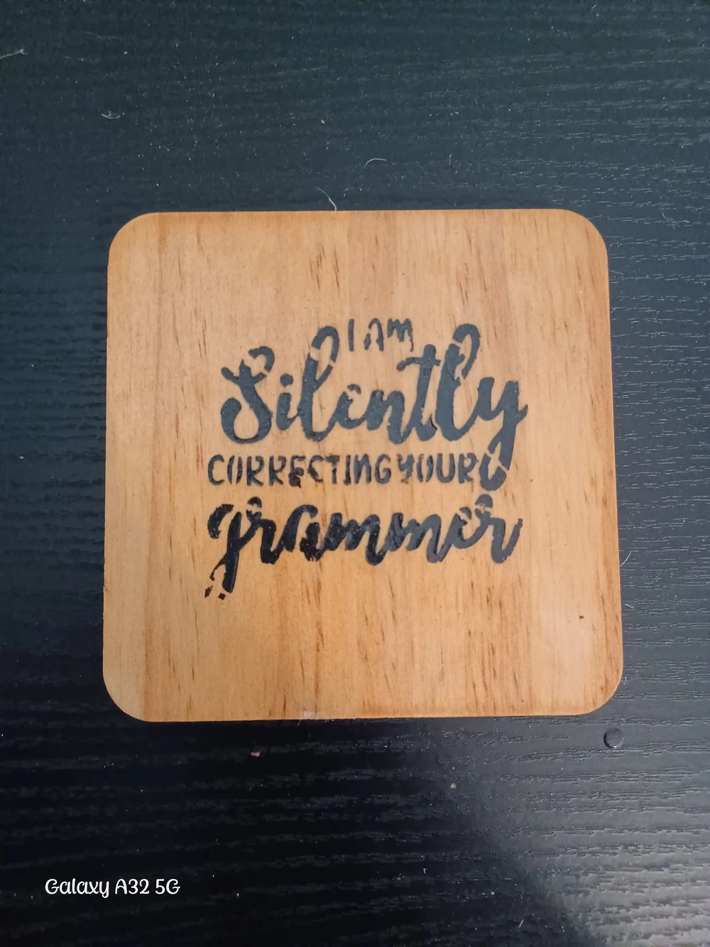 Wooden Coaster Set with Funny Quote - Natural Wood